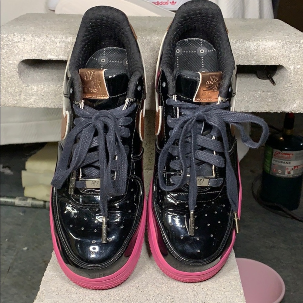 Nike Air Force 1’s Low Top black patent sneakers